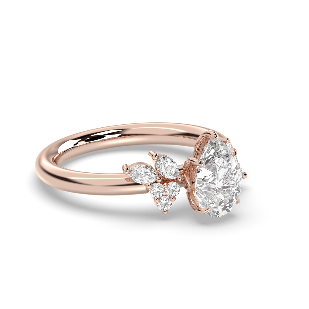 1.0-3.0 CT Pear Lab Grown Diamond Cluster Engagement Ring