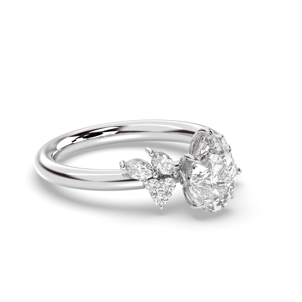 1.0-3.0 CT Pear Lab Grown Diamond Cluster Engagement Ring