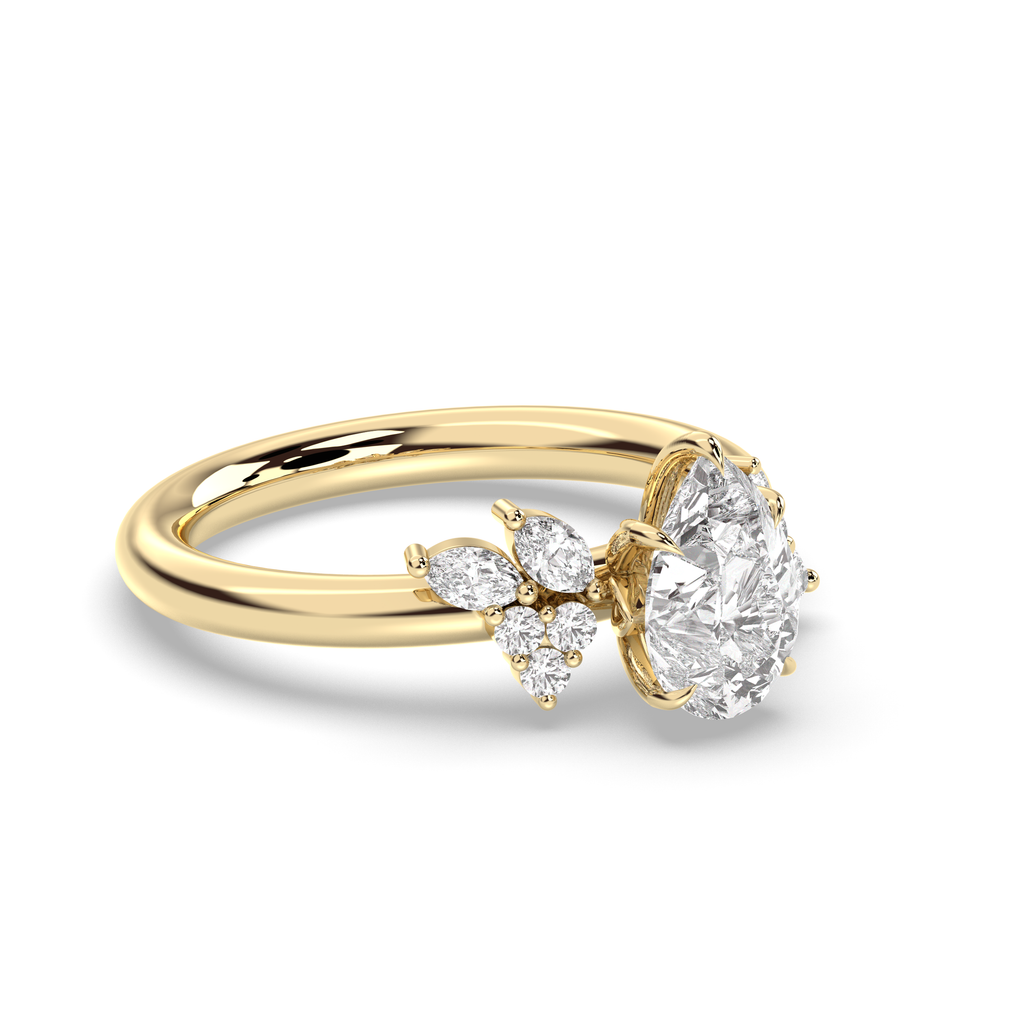 1.0-3.0 CT Pear Lab Grown Diamond Cluster Engagement Ring