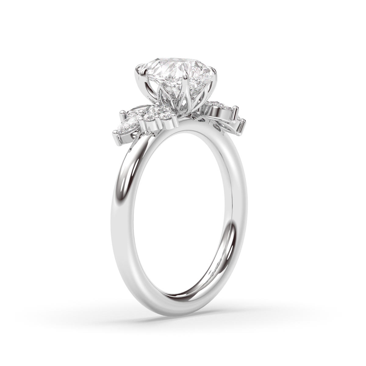 1.0-3.0 CT Pear Lab Grown Diamond Cluster Engagement Ring