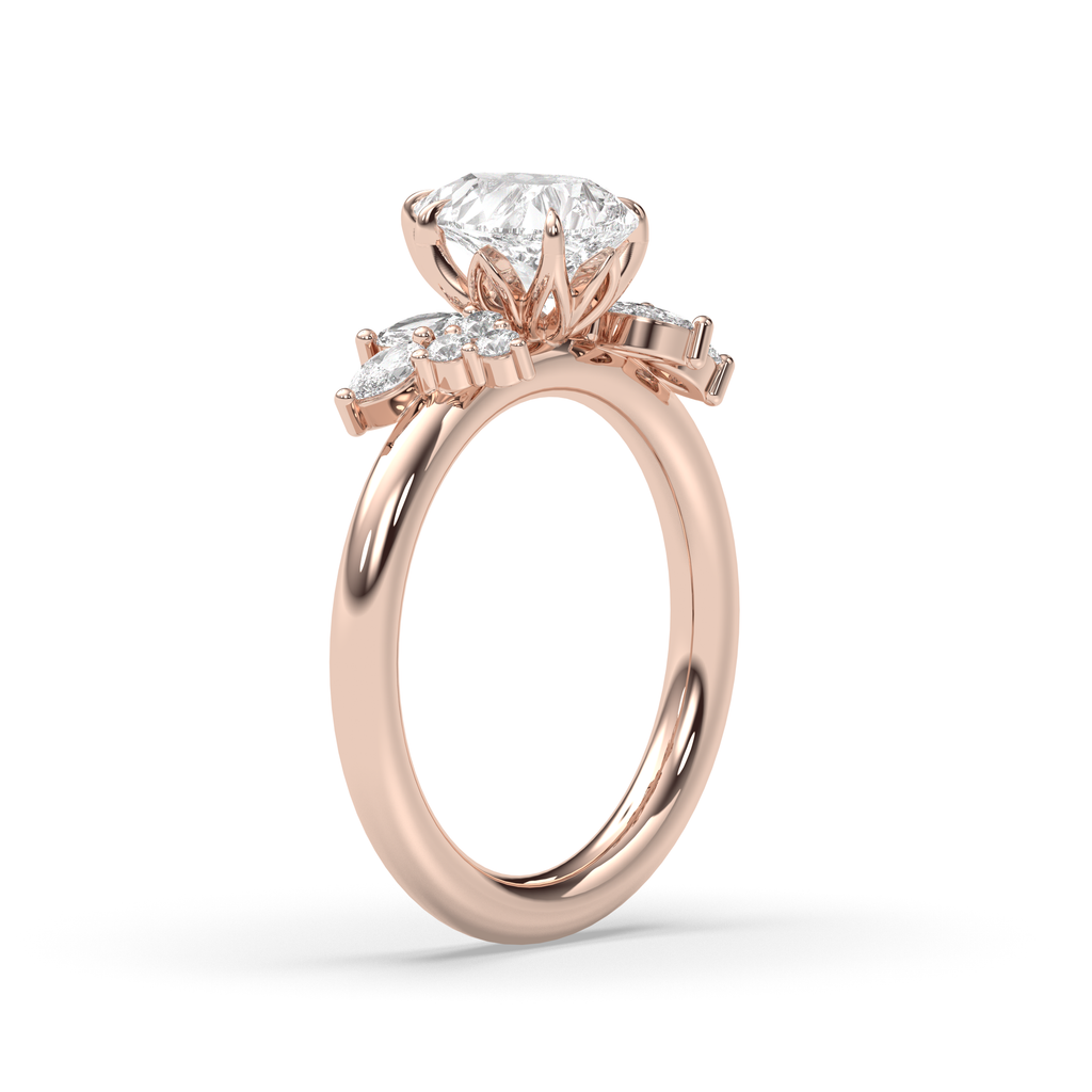 1.0-3.0 CT Pear Lab Grown Diamond Cluster Engagement Ring