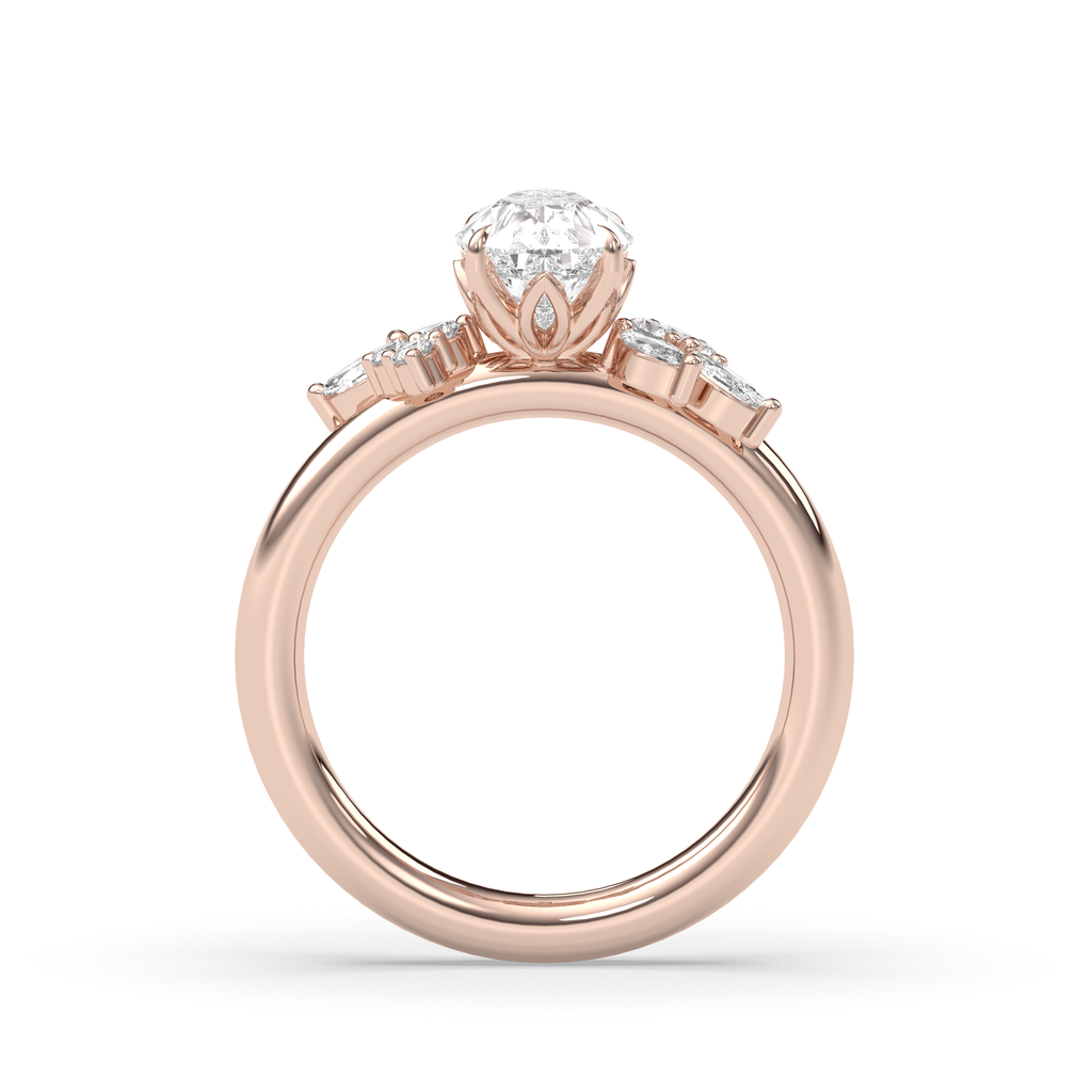1.0-3.0 CT Pear Lab Grown Diamond Cluster Engagement Ring