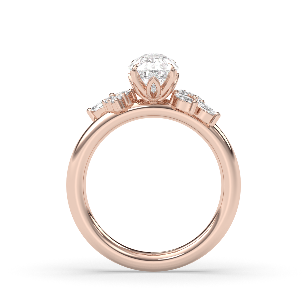 1.0-3.0 CT Pear Lab Grown Diamond Cluster Engagement Ring