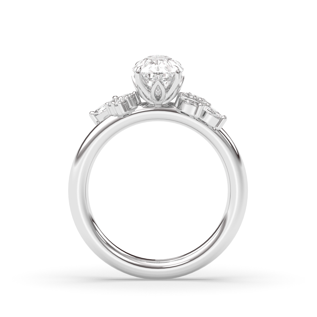 1.0-3.0 CT Pear Lab Grown Diamond Cluster Engagement Ring