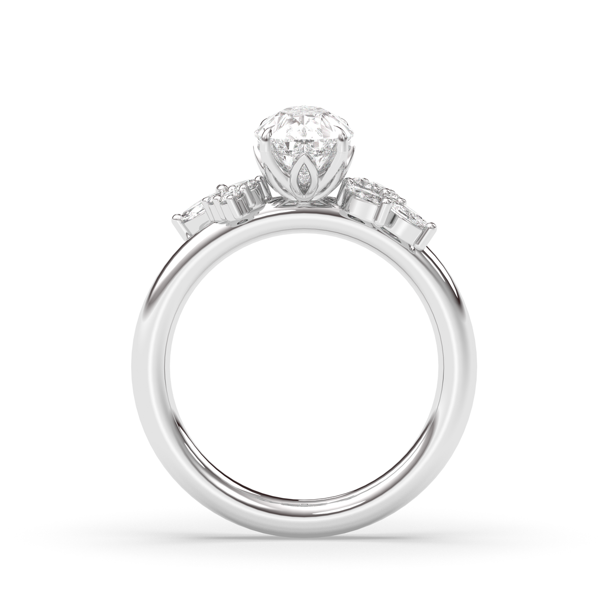 1.0-3.0 CT Pear Lab Grown Diamond Cluster Engagement Ring