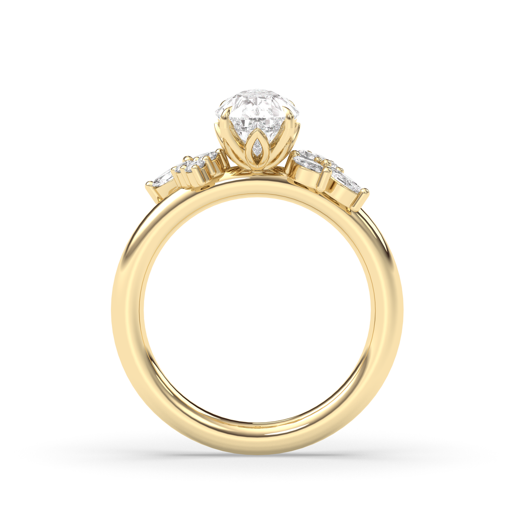 1.0-3.0 CT Pear Lab Grown Diamond Cluster Engagement Ring