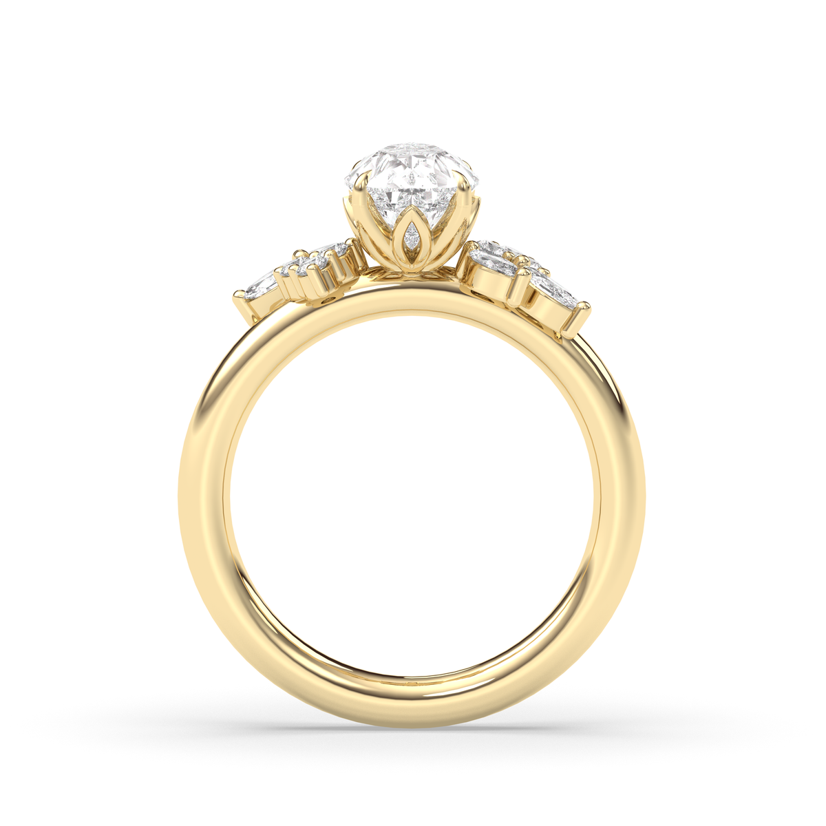 1.0-3.0 CT Pear Lab Grown Diamond Cluster Engagement Ring