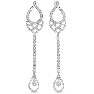3.77 TCW Round Moissanite Diamond Chandelier Earrings - violetjewels
