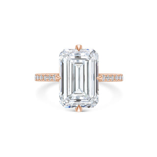 5ct Emerald F- VS1 Diamond Pave Moissanite Engagement Ring