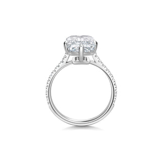 5ct Emerald F- VS1 Diamond Pave Moissanite Engagement Ring