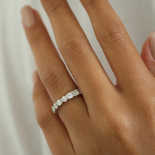 2.0 TCW Asscher and Round Cut Alternative Style Wedding Band - violetjewels