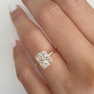 2.1 CT Radiant Cut Hidden Halo Style Moissanite Engagement Ring - violetjewels