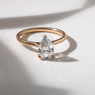 1.80 - 3.80 CT Pear CVD Diamond Cathedral Style Engagement Ring