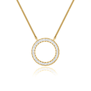 0.23 TCW Round Moissanite Diamond Circle Pendant Necklace - violetjewels