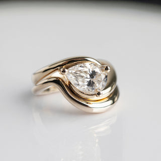 1.0 - 2.0 CT  Pear Cut Lab Grown Diamond Solitaire Bridal Ring Set