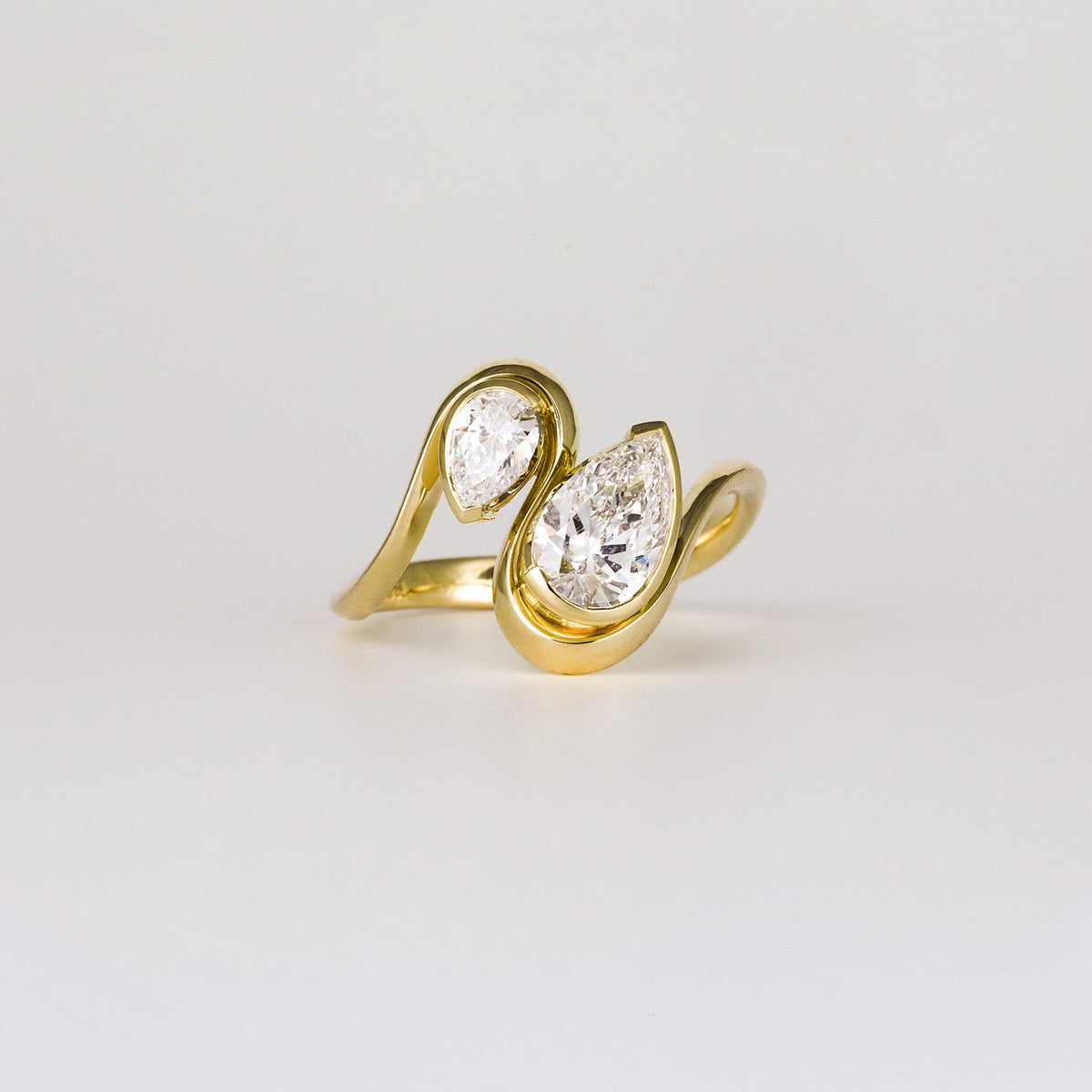 Pear CZ Diamond Two Stone Engagement ring – 925 Sterling Silver Trial Ring
