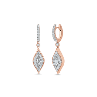 1.20 TCW Round & Marquise Moissanite Diamond Drop Pave Earrings - violetjewels
