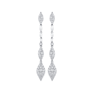 1.22 TCW Round Moissanite Diamond Long Drop Pave Earrings - violetjewels