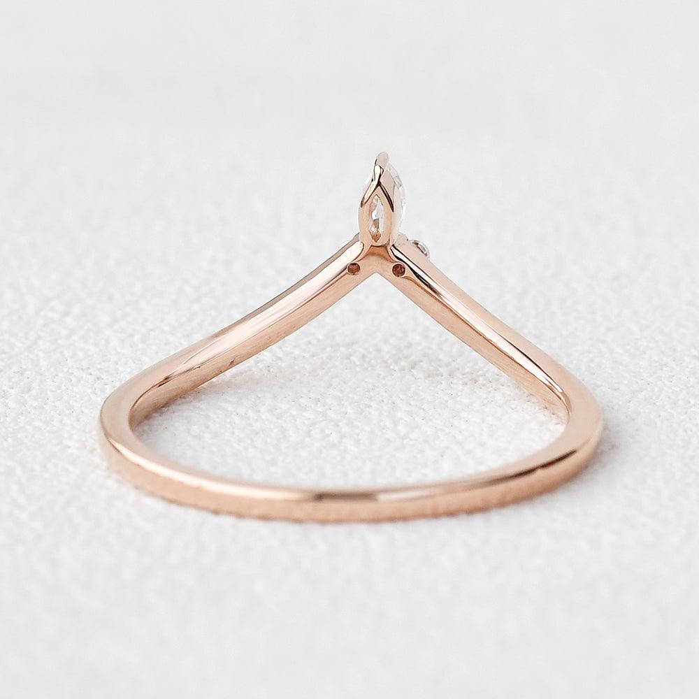 0.1 CT Round and Marquise Curved Moissanite Wedding Band - violetjewels