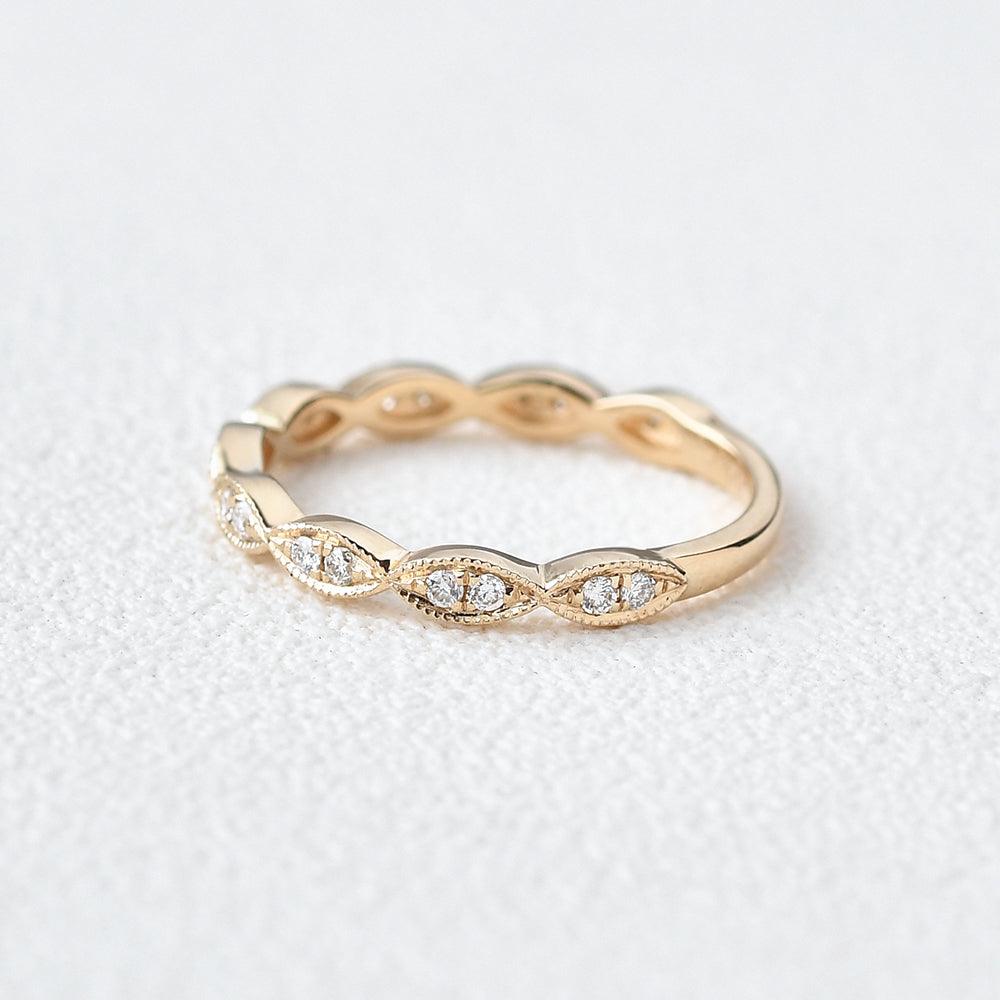 0.16 CT Round Cut Vintage Moissanite Wedding Band - violetjewels