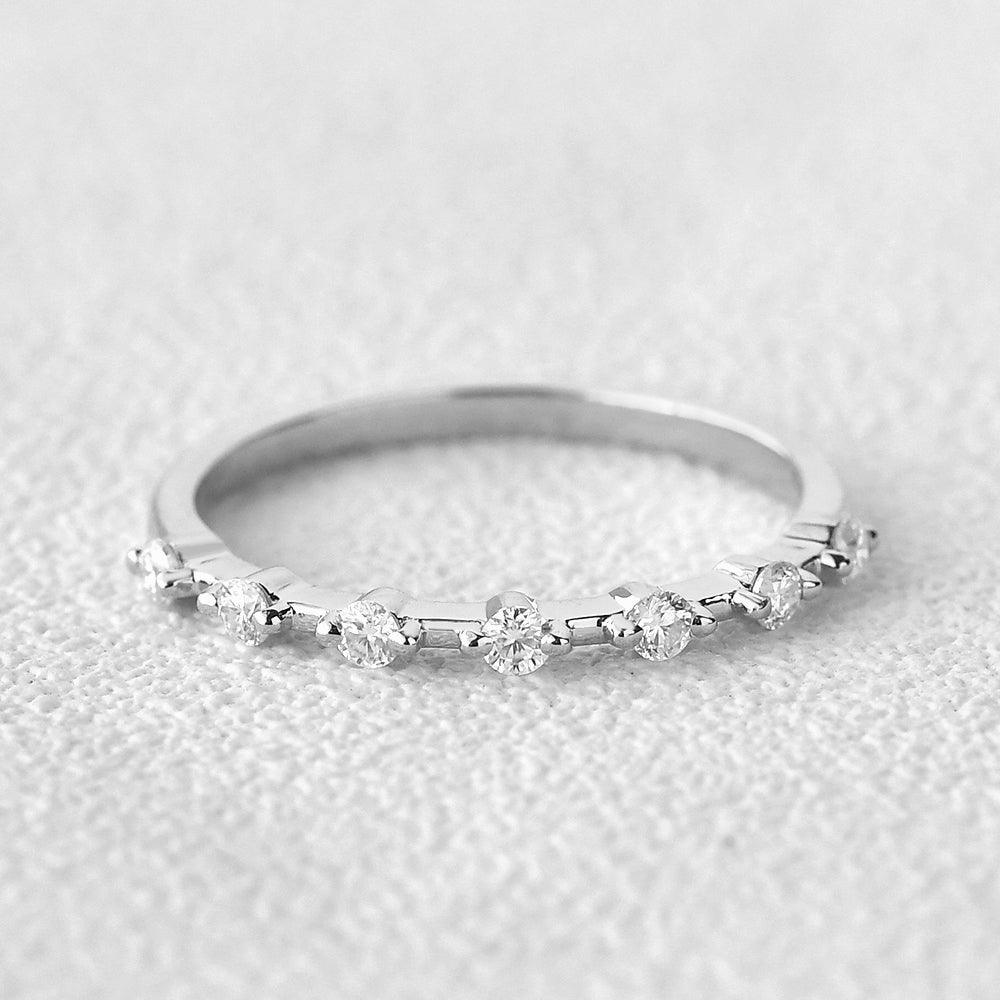 0.2 CT Round Cut Dainty Moissanite Wedding Band - violetjewels