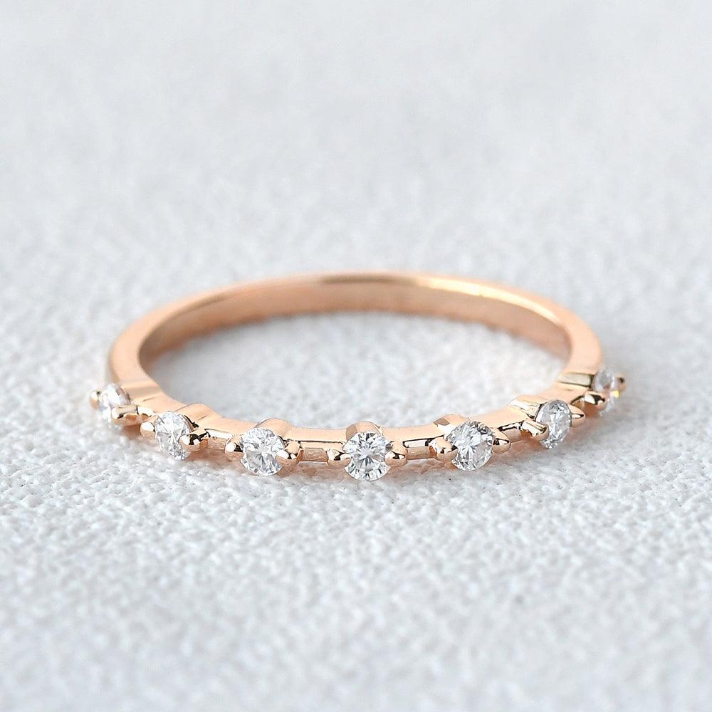 0.2 CT Round Cut Dainty Moissanite Wedding Band - violetjewels