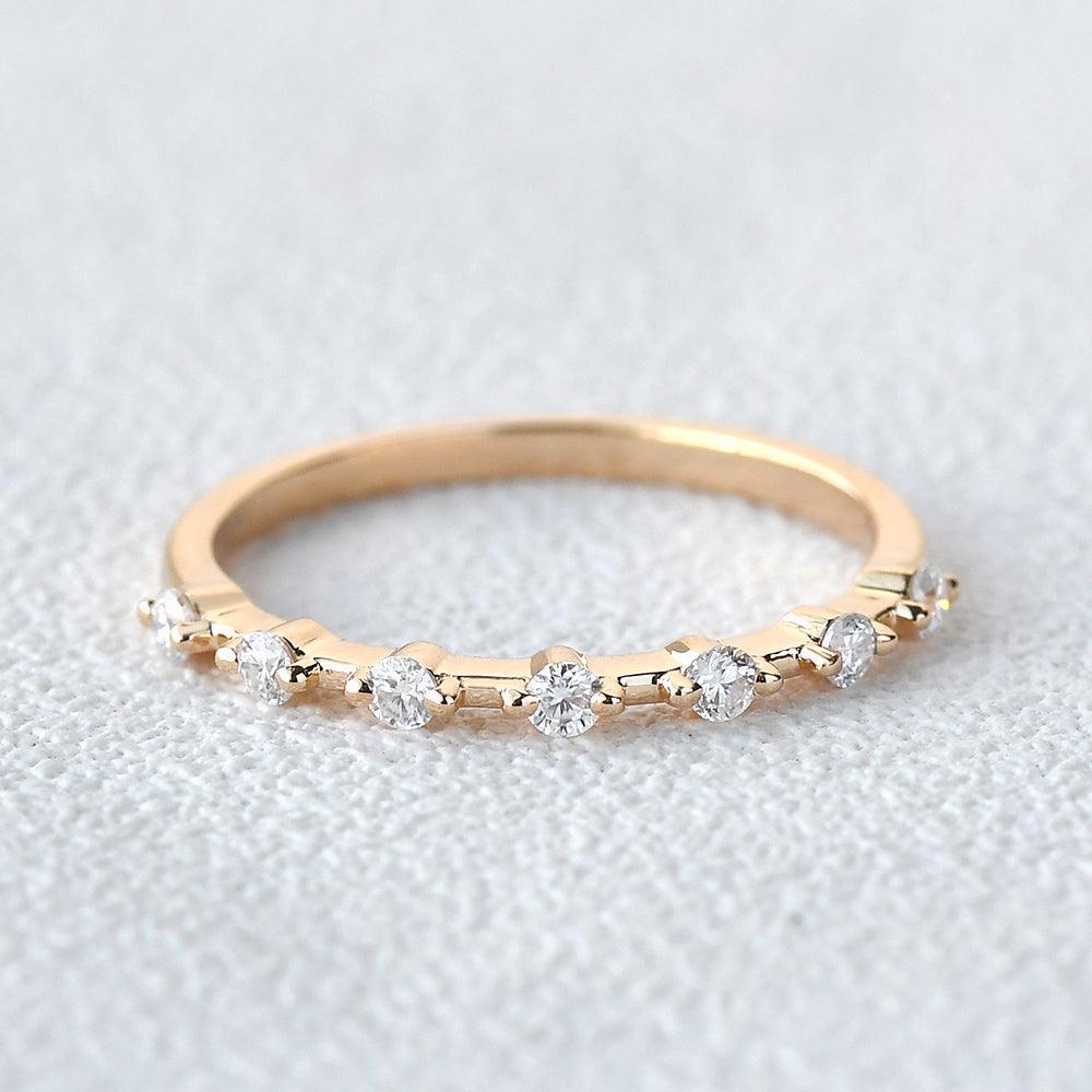 0.2 CT Round Cut Dainty Moissanite Wedding Band - violetjewels