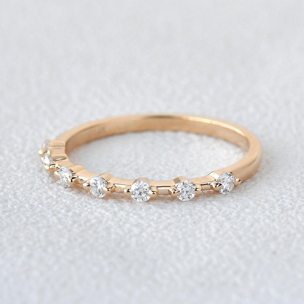 0.2 CT Round Cut Dainty Moissanite Wedding Band - violetjewels