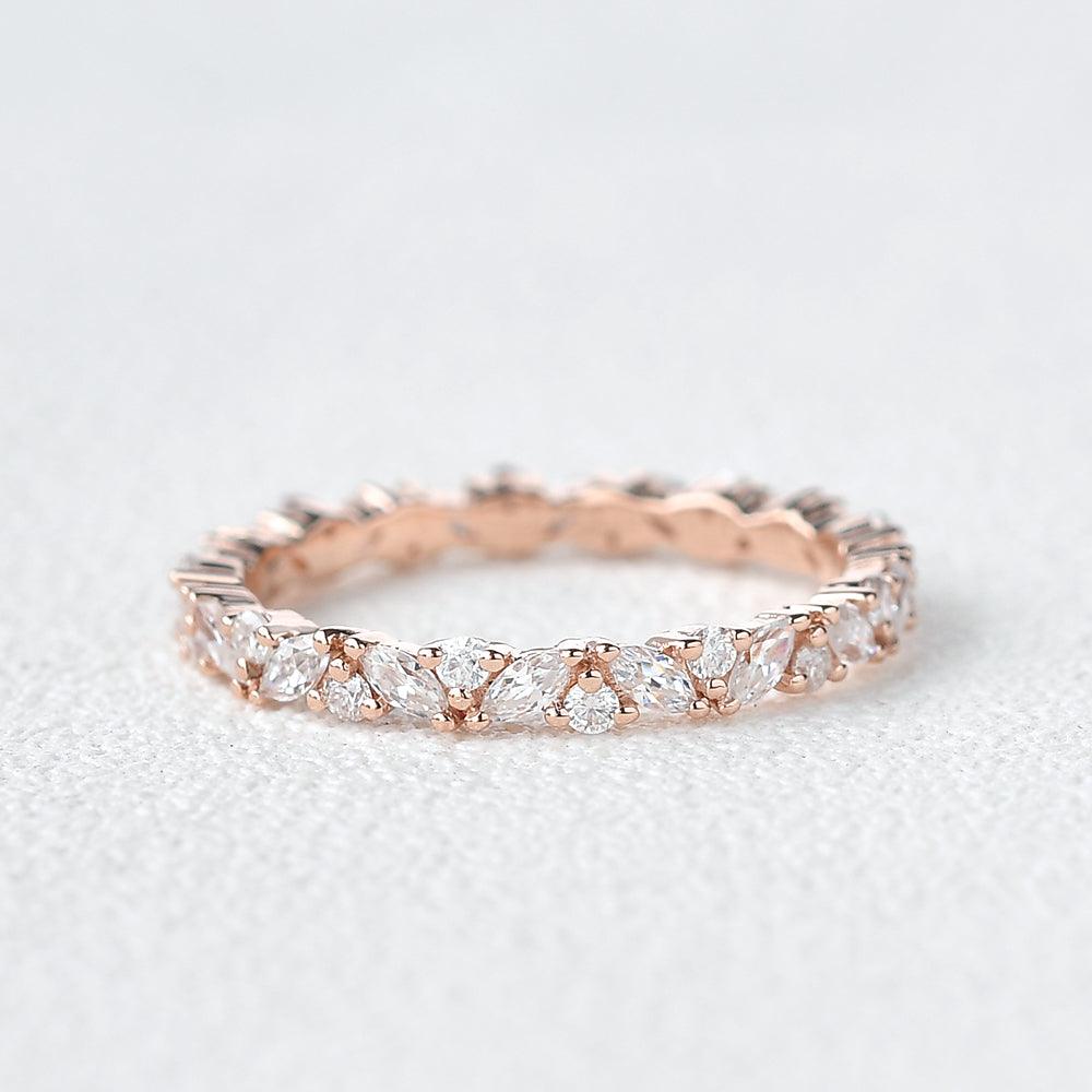 0.4 CT Round And Marquise Alternative Moissanite Wedding Band - violetjewels