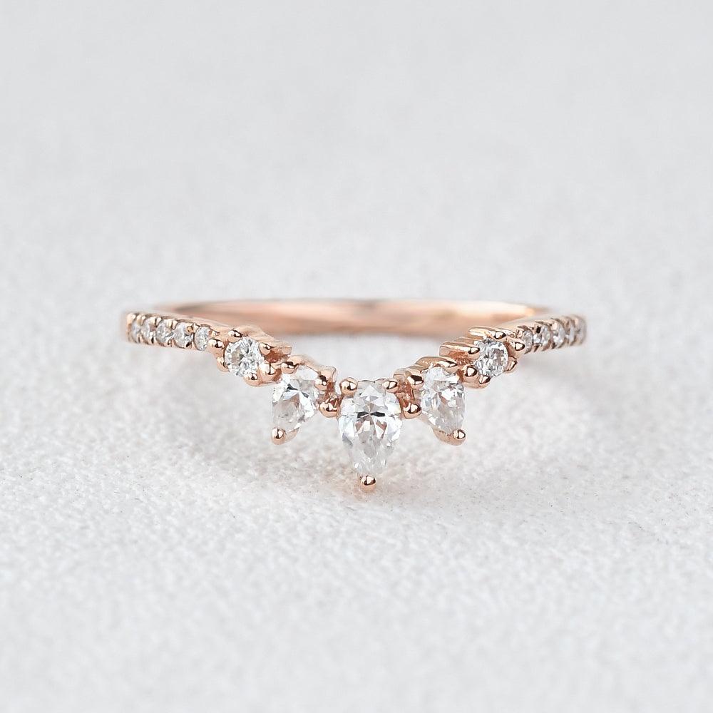 0.2 CT Marquise And Round Curved Moissanite Wedding Band - violetjewels
