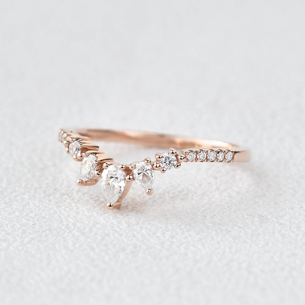 0.2 CT Marquise And Round Curved Moissanite Wedding Band - violetjewels