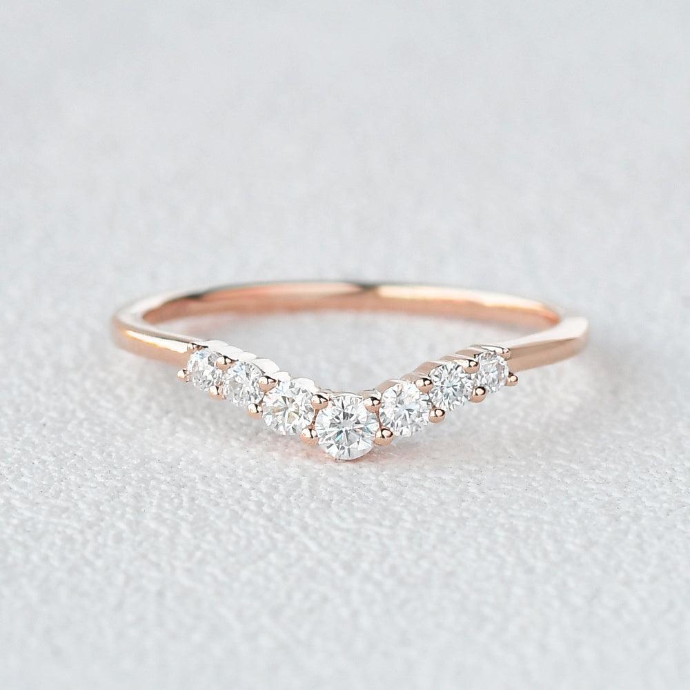 0.22 CT Round Cut Curved Moissanite Wedding Band - violetjewels