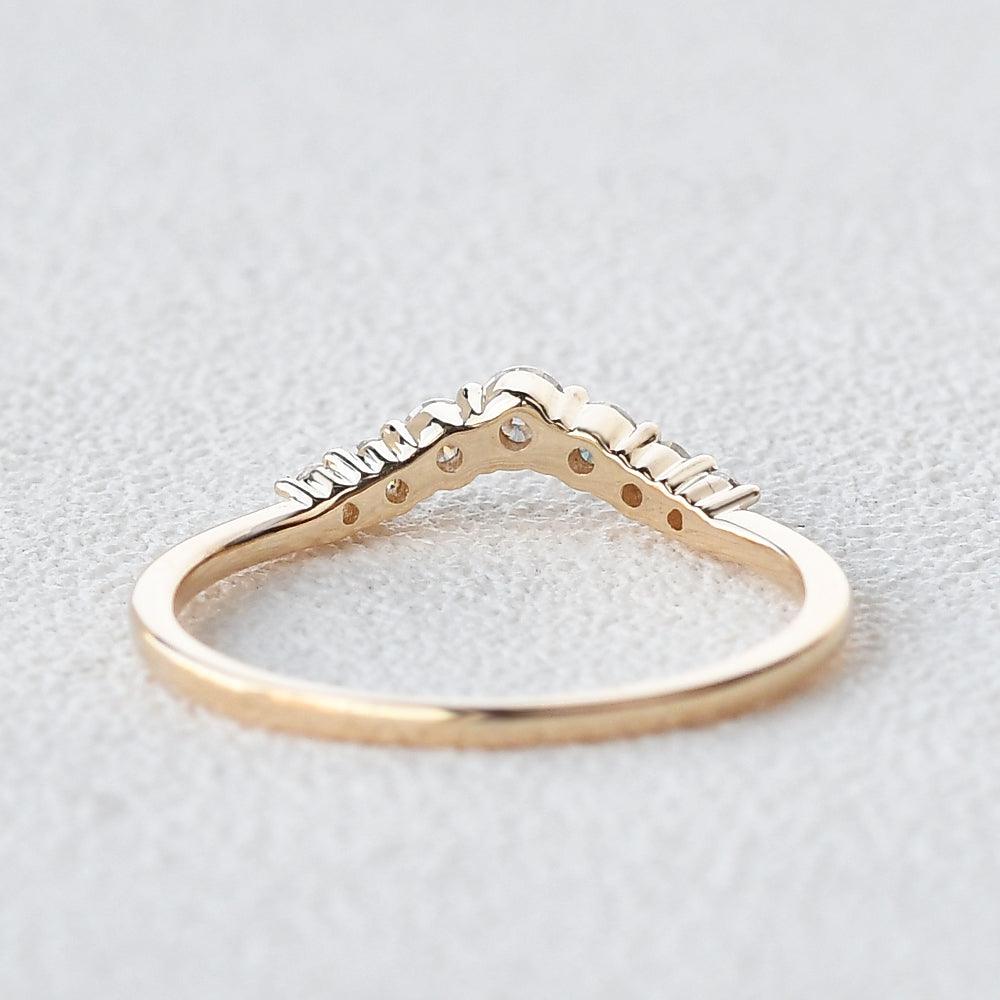 0.22 CT Round Cut Curved Moissanite Wedding Band - violetjewels