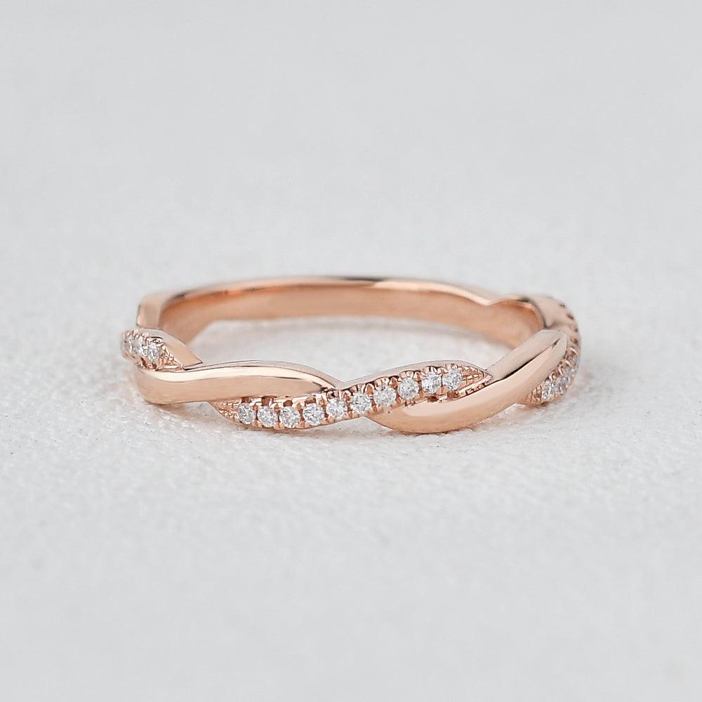 0.12 CT Round Cut Twisted Moissanite Wedding Band - violetjewels