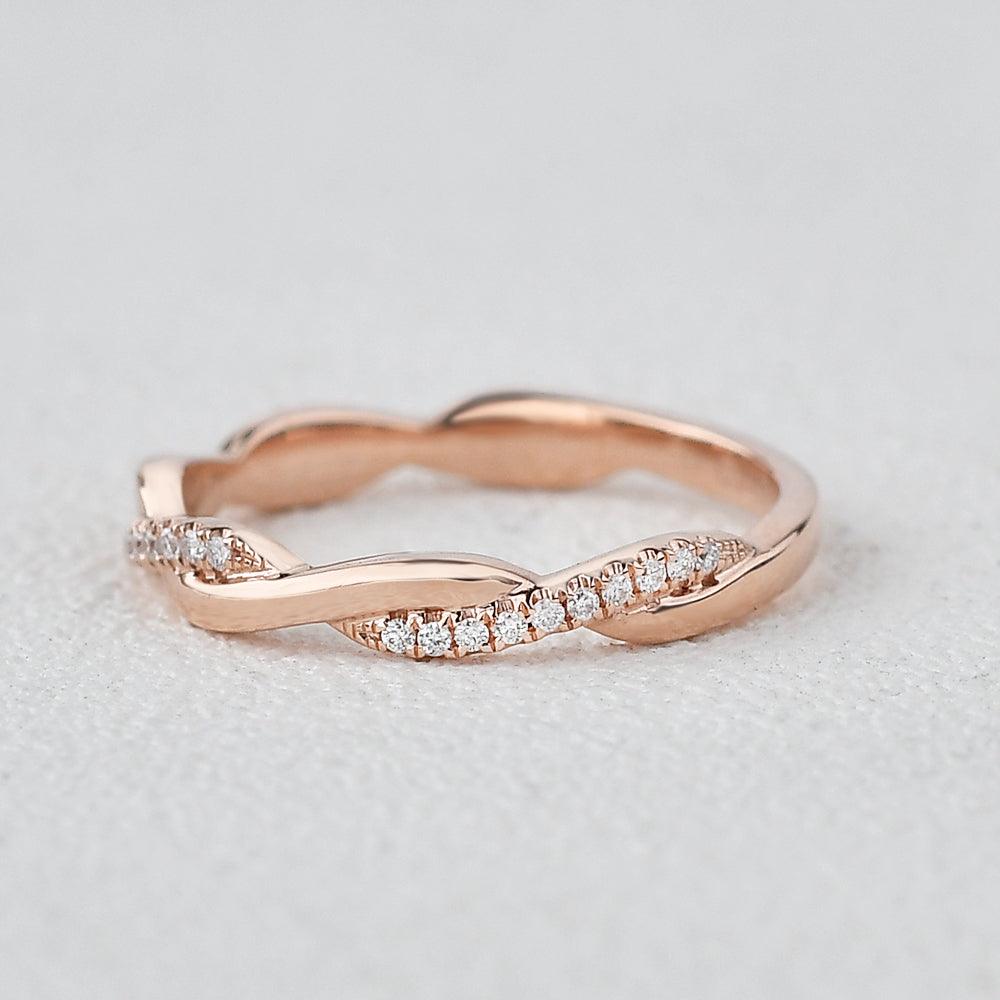 0.12 CT Round Cut Twisted Moissanite Wedding Band - violetjewels