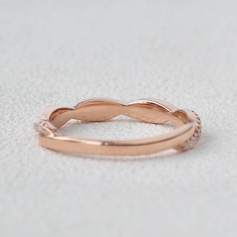 0.12 CT Round Cut Twisted Moissanite Wedding Band - violetjewels