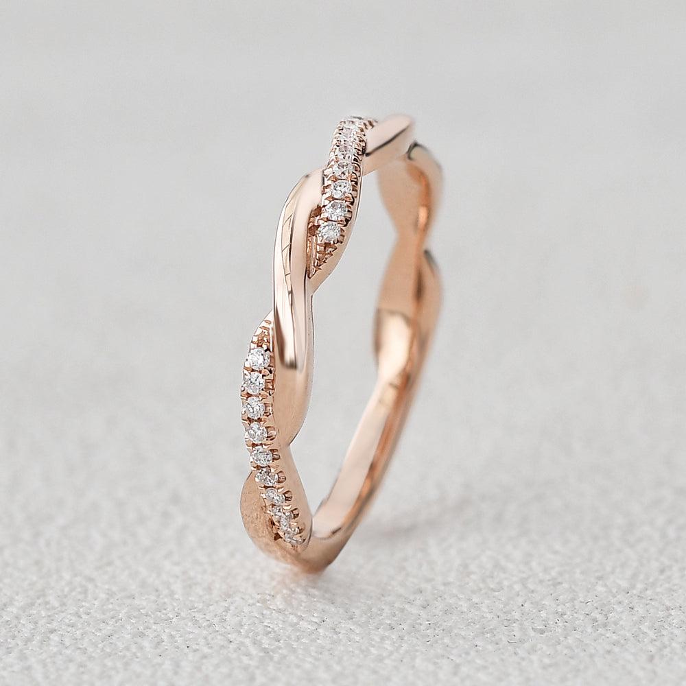 0.12 CT Round Cut Twisted Moissanite Wedding Band - violetjewels