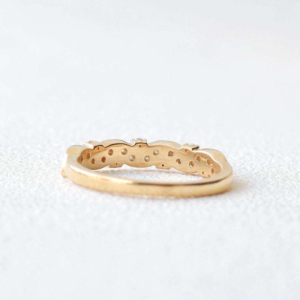 0.19 CT Round Cut Vintage Moissanite Wedding Band - violetjewels