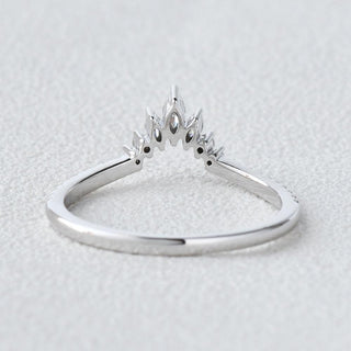 0.36 CT Marquise And Round Curved Moissanite Wedding Band - violetjewels