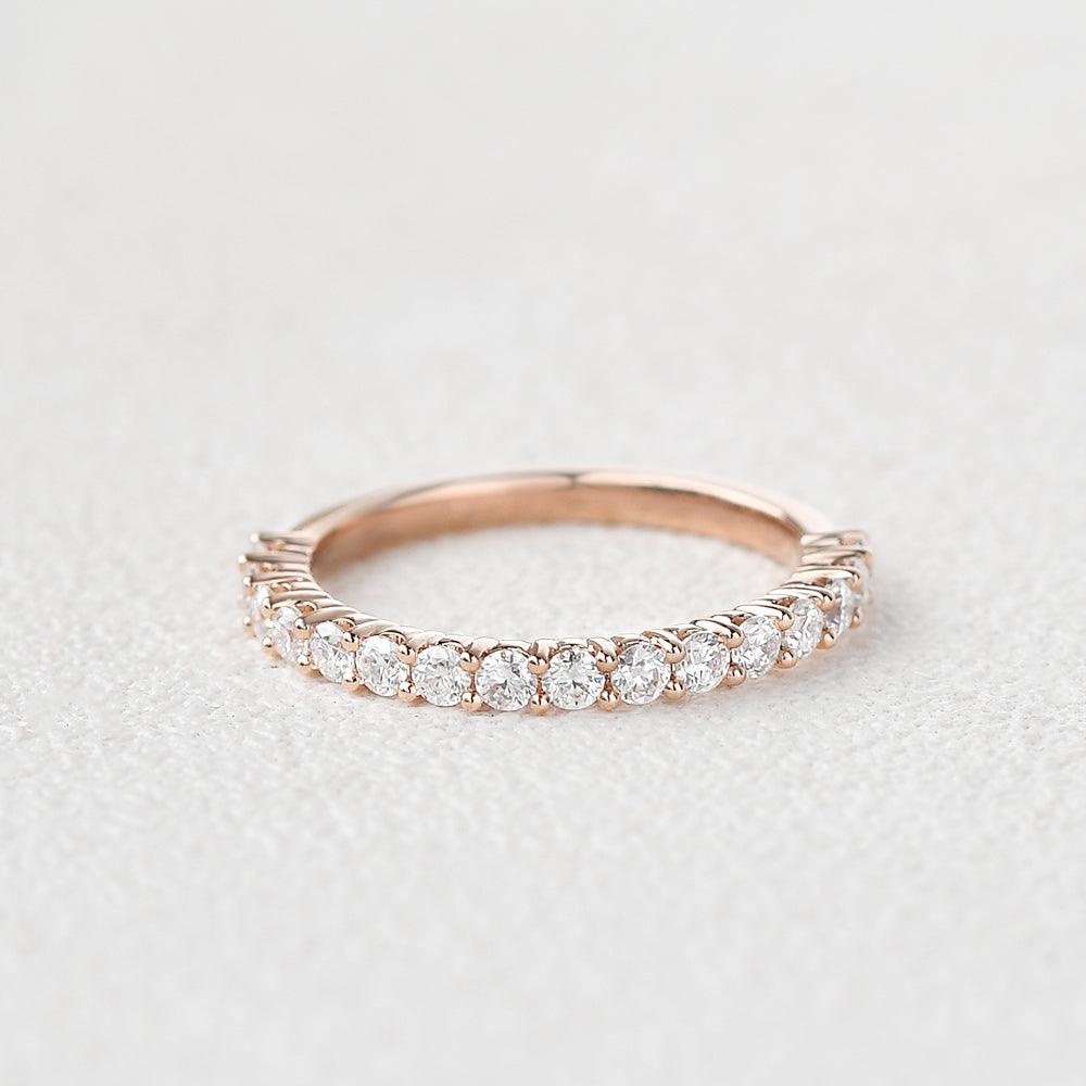 0.24 CT Round Cut Half Eternity Moissanite Wedding Band - violetjewels