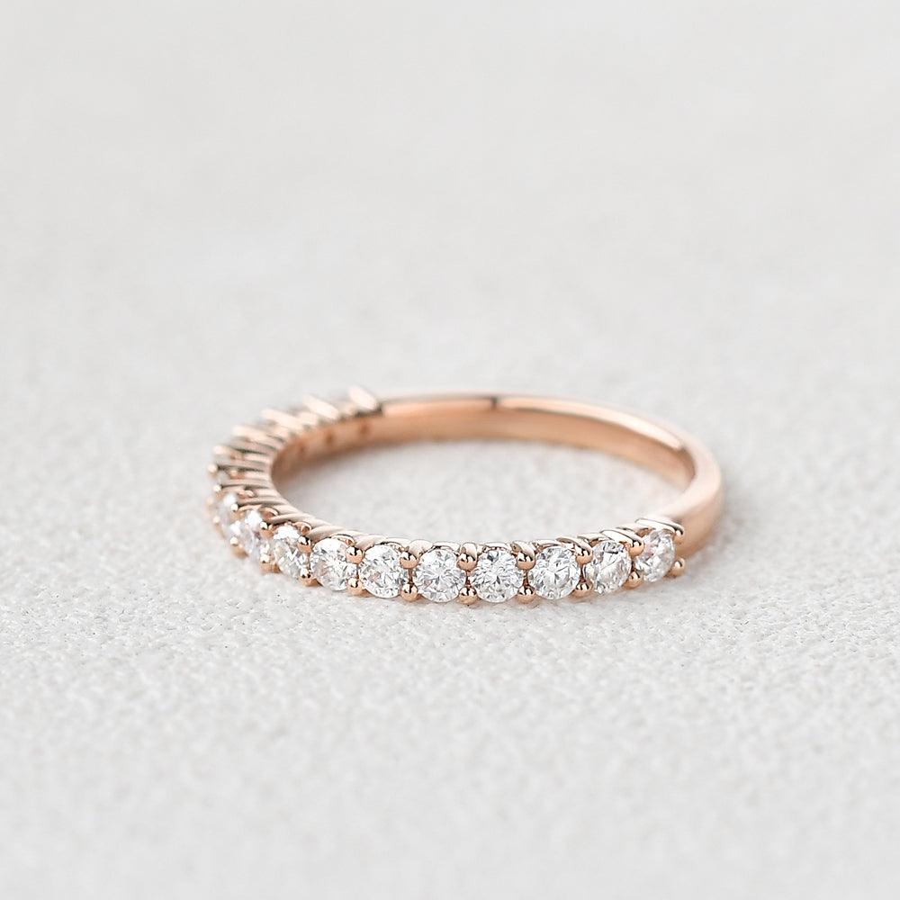 0.24 CT Round Cut Half Eternity Moissanite Wedding Band - violetjewels