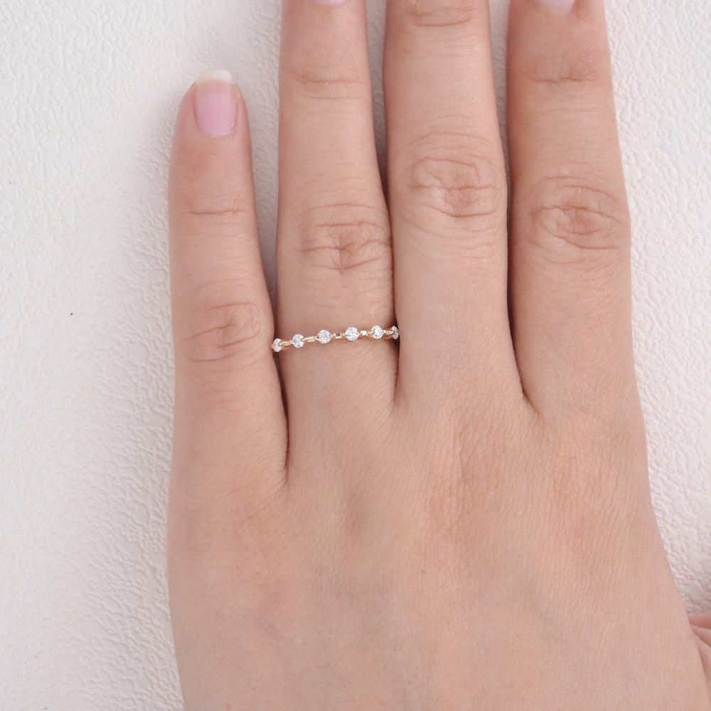 0.2 CT Round Cut Dainty Moissanite Wedding Band - violetjewels