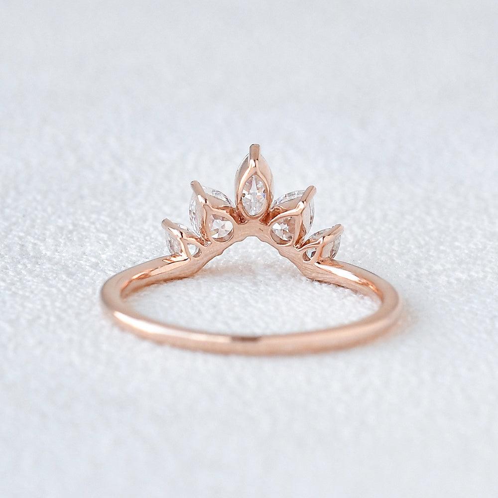 0.6 CT Marquise And Pear Cut Cluster Moissanite Wedding Band - violetjewels