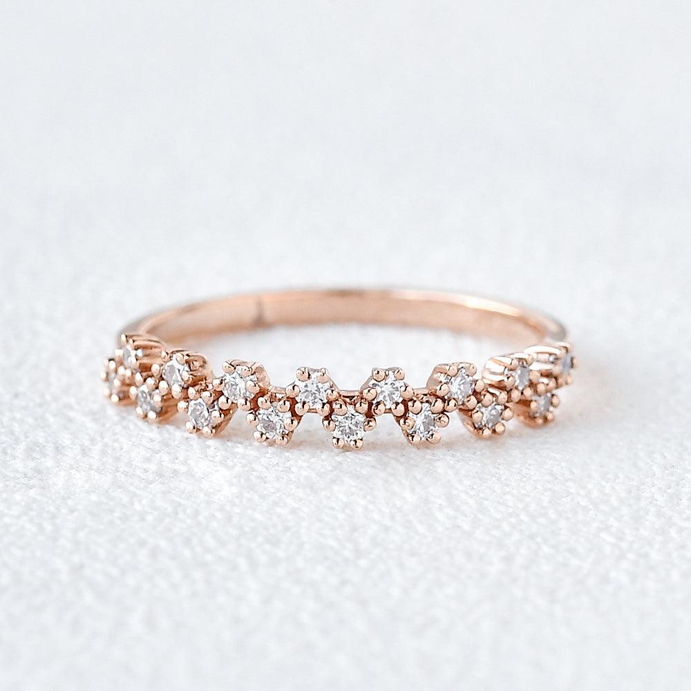 0.2 CT Round Cut Cluster Moissanite Wedding Band - violetjewels