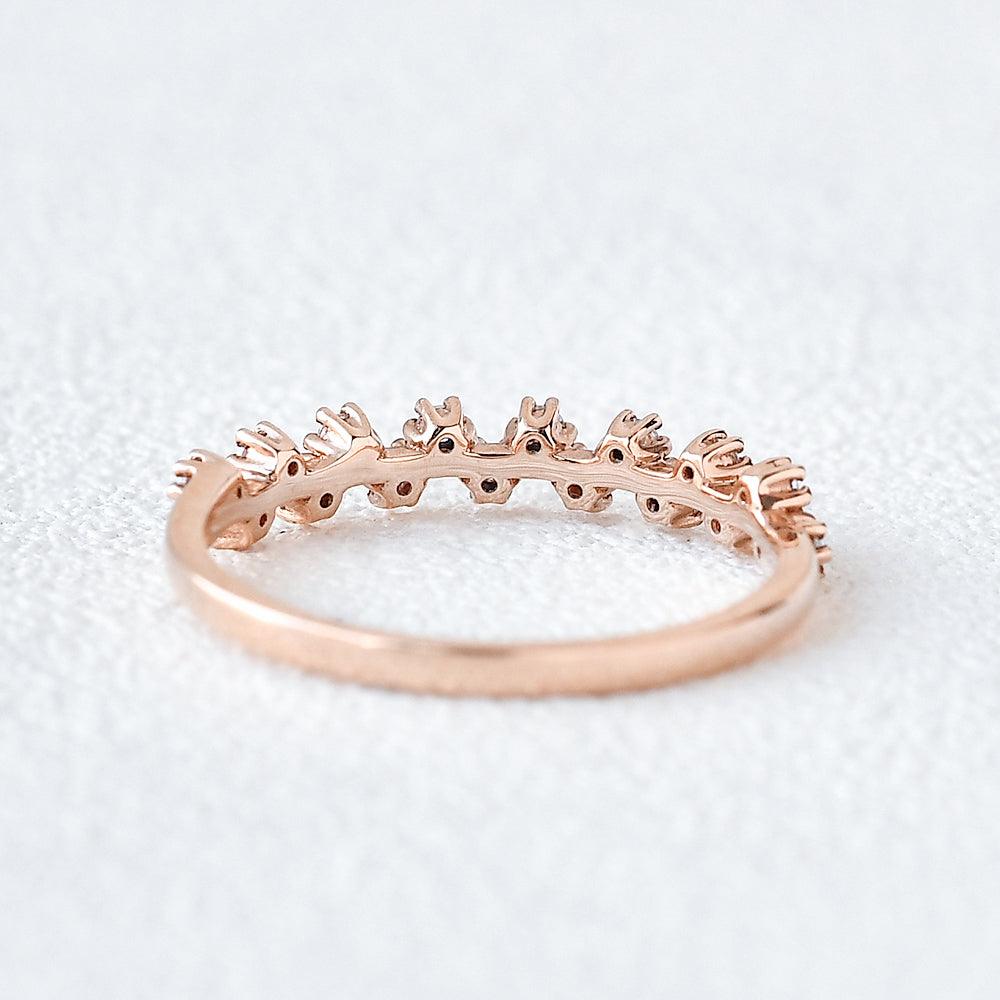 0.2 CT Round Cut Cluster Moissanite Wedding Band - violetjewels