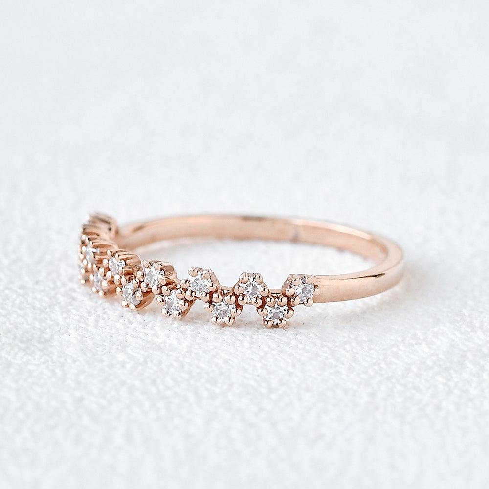 0.2 CT Round Cut Cluster Moissanite Wedding Band - violetjewels