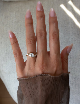 1.0 - 2.0 CT Pear Cut Lab Grown Diamond Pavé Unique Setting Engagement Ring