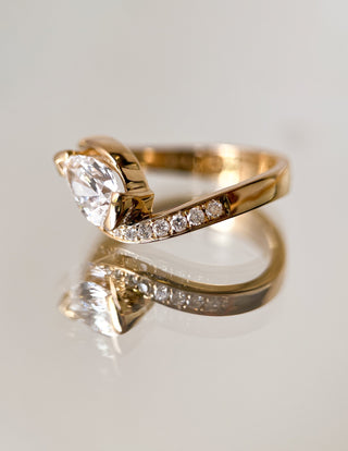 1.0 - 2.0 CT Pear Cut Lab Grown Diamond Pavé Unique Setting Engagement Ring