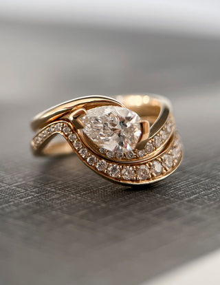 1.0- 2.0 CT Pear Cut Lab Grown Diamond Pave Style Bridal Set