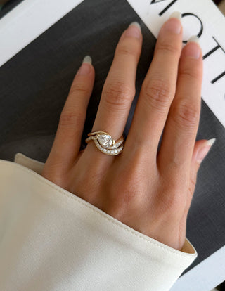 1.0- 2.0 CT Pear Cut Lab Grown Diamond Pave Style Bridal Set